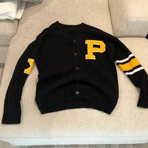 Mens Black/Yellow Varsity Cardigan